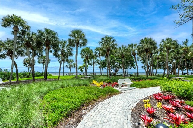 view of home's community with a water view