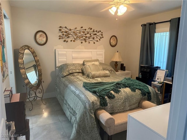 bedroom with tile patterned floors