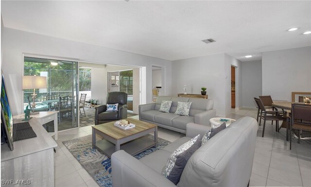 view of tiled living room