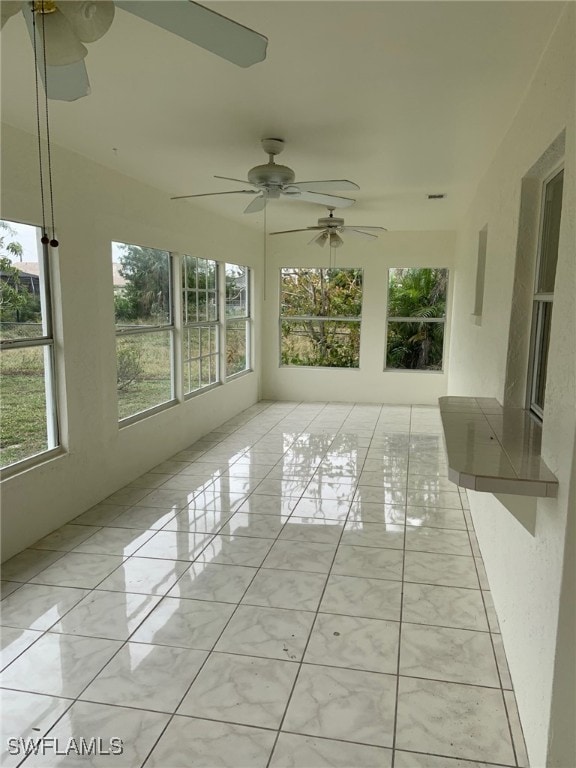 view of unfurnished sunroom