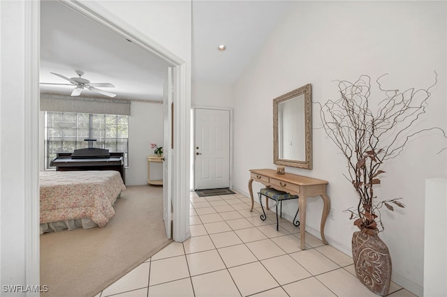 27026 Oakwood Lake Dr Unit 202, Bonita Springs, FL 34134 - bedroom with a ceiling fan, baseboards, and light tile patterned floors