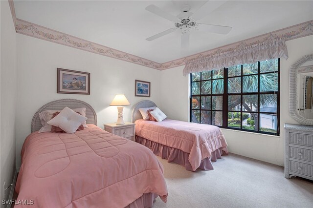 bedroom featuring carpet flooring and ceiling fan