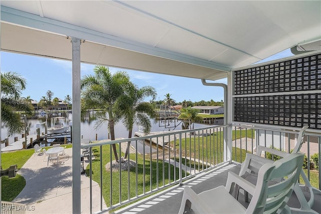 balcony with a water view