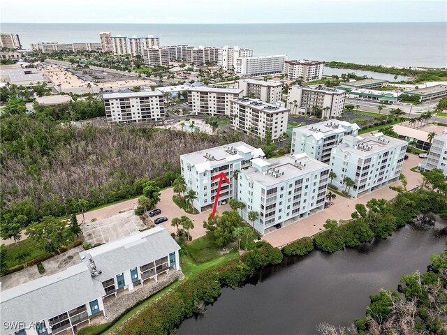 bird's eye view featuring a water view