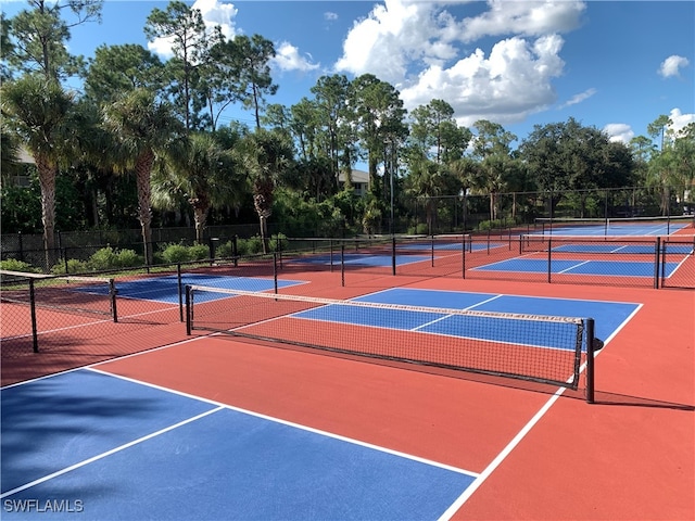 view of tennis court with basketball court