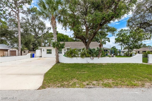 view of front facade featuring a front yard