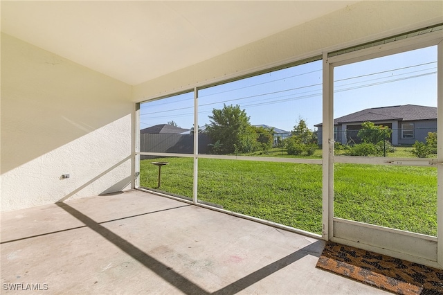 view of unfurnished sunroom