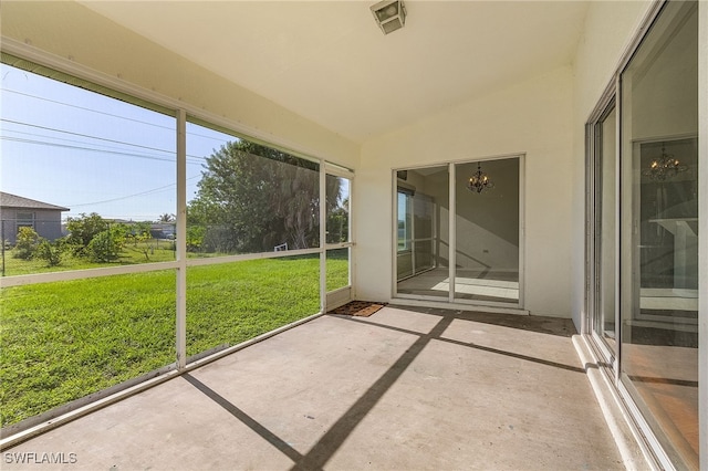 view of unfurnished sunroom