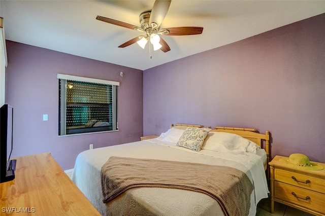 bedroom featuring ceiling fan