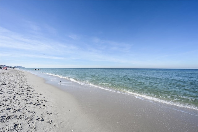 view of water feature with a view of the beach