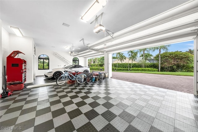 garage with a garage door opener