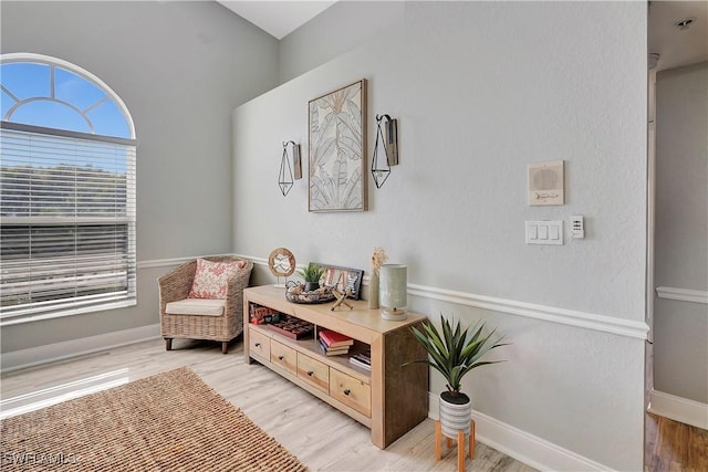 sitting room with light wood-type flooring