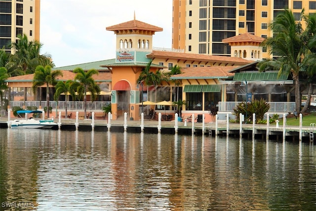 exterior space featuring a water view