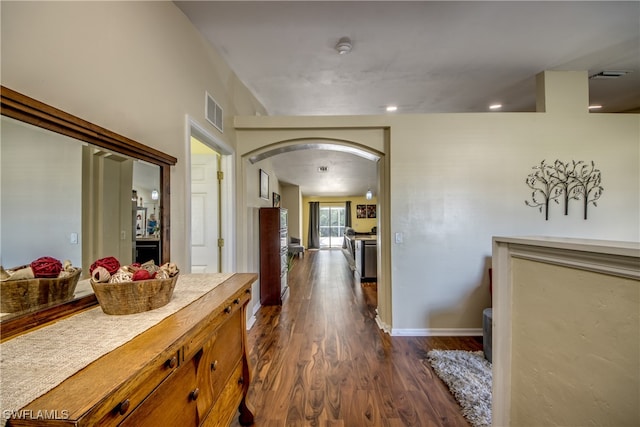 hall featuring dark hardwood / wood-style flooring