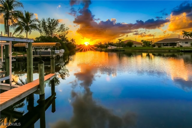 dock area featuring a water view