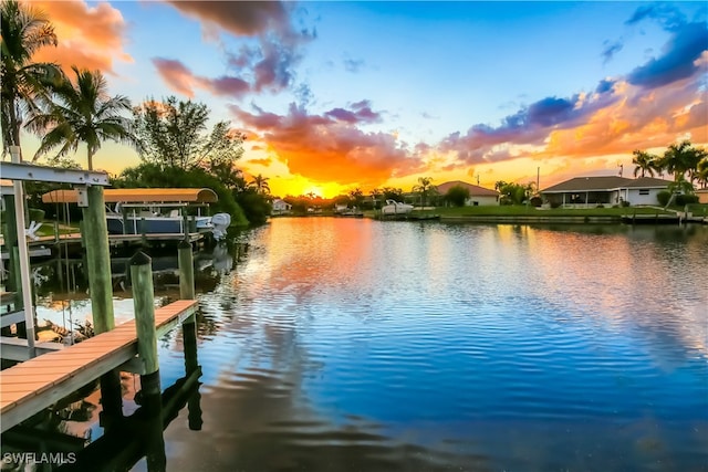 dock area featuring a water view