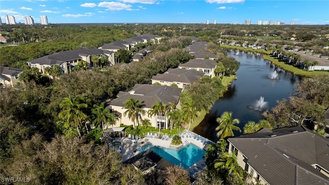 bird's eye view featuring a water view