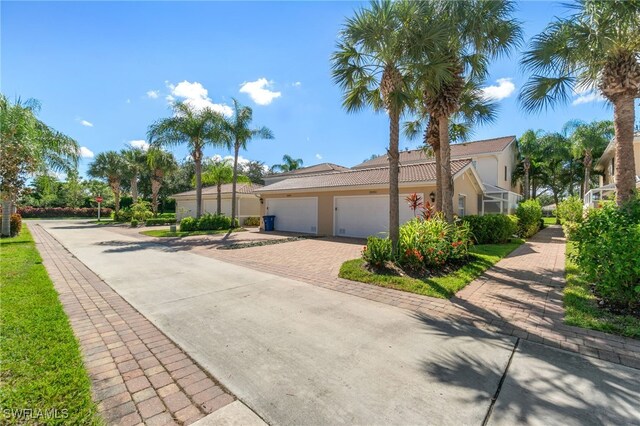 view of front of house with a garage