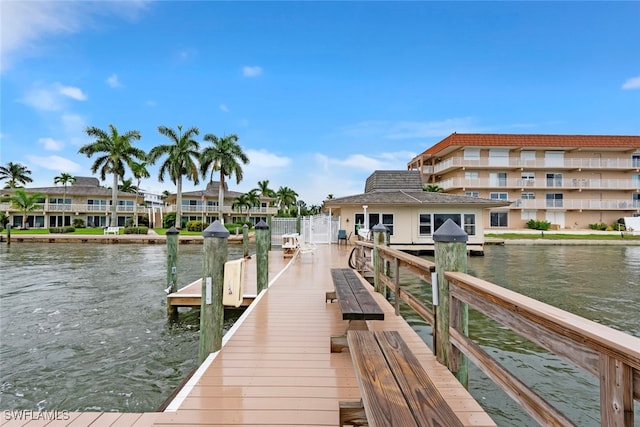 view of dock featuring a water view