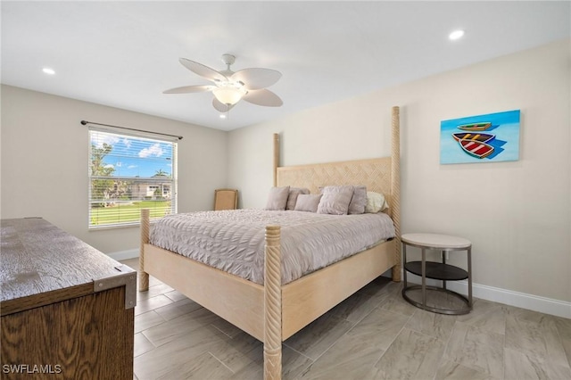 bedroom featuring ceiling fan