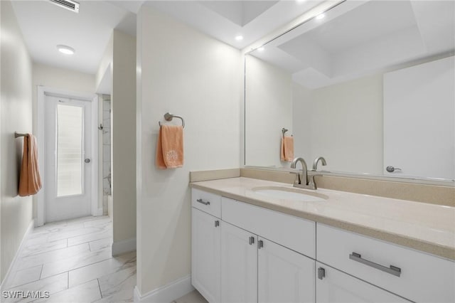 bathroom with shower / tub combination and vanity