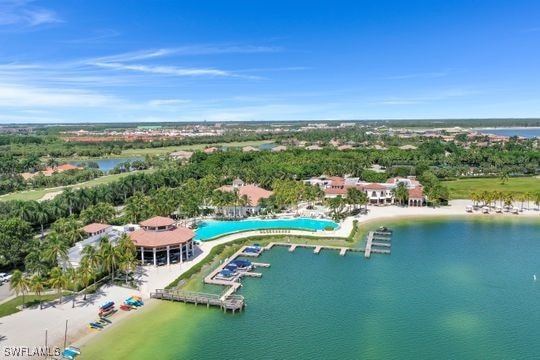 bird's eye view featuring a water view