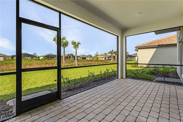 view of unfurnished sunroom