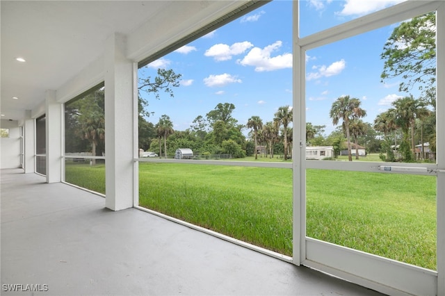 view of unfurnished sunroom