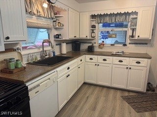 kitchen featuring dishwasher, white cabinetry, and sink