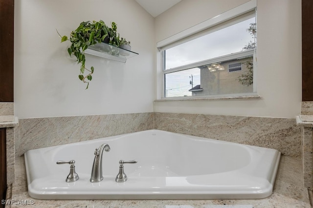 bathroom with a washtub