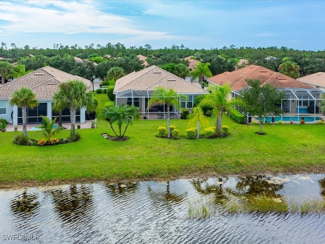 bird's eye view featuring a water view