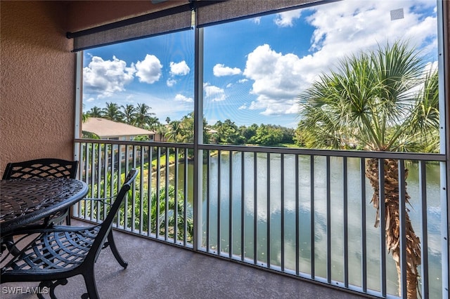 balcony with a water view