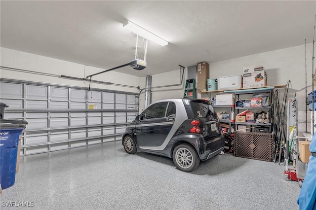 garage with a garage door opener