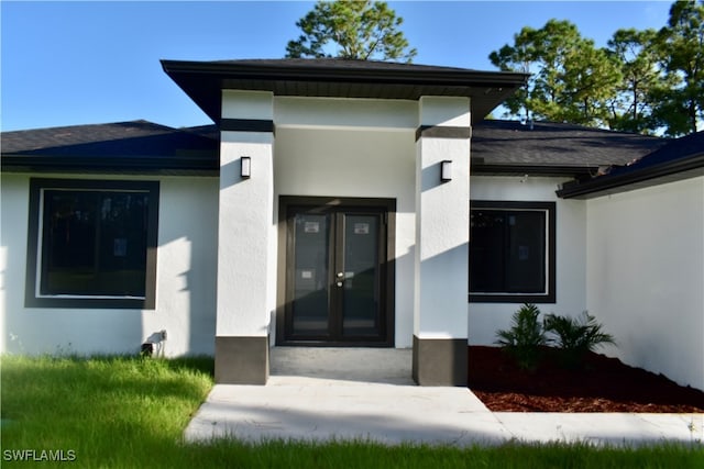 property entrance with french doors