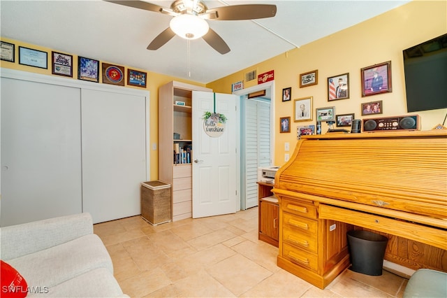 office featuring ceiling fan