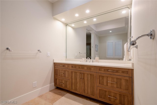 bathroom featuring vanity and tile patterned flooring