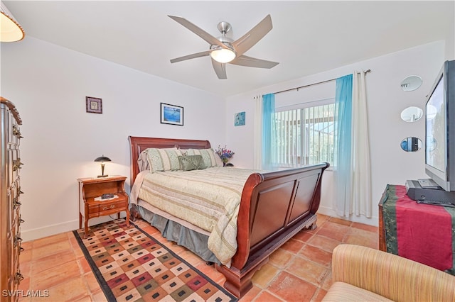 bedroom featuring ceiling fan