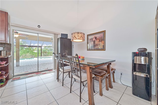 dining area with light tile patterned floors