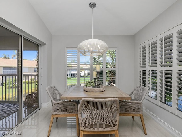 dining area with a chandelier