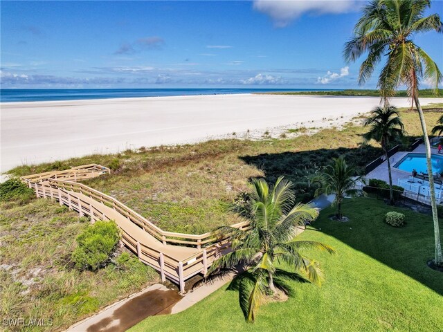 property view of water featuring a view of the beach