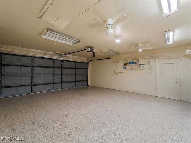 garage featuring ceiling fan