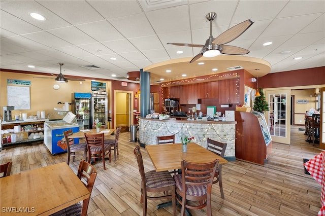 dining area featuring ceiling fan