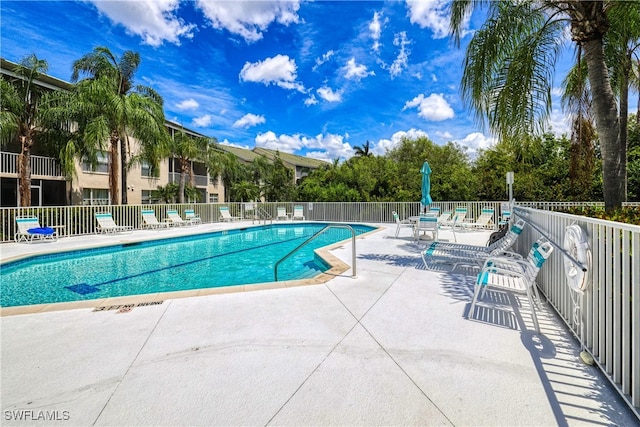 view of pool featuring a patio area