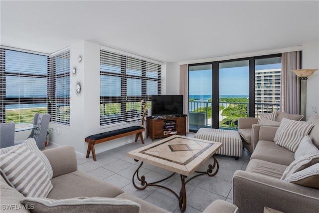 view of tiled living room