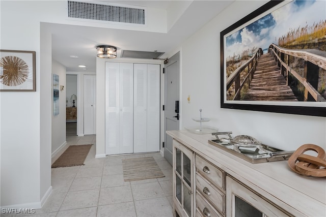 bathroom with tile patterned flooring