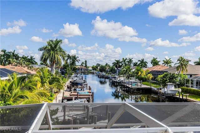 water view with a boat dock