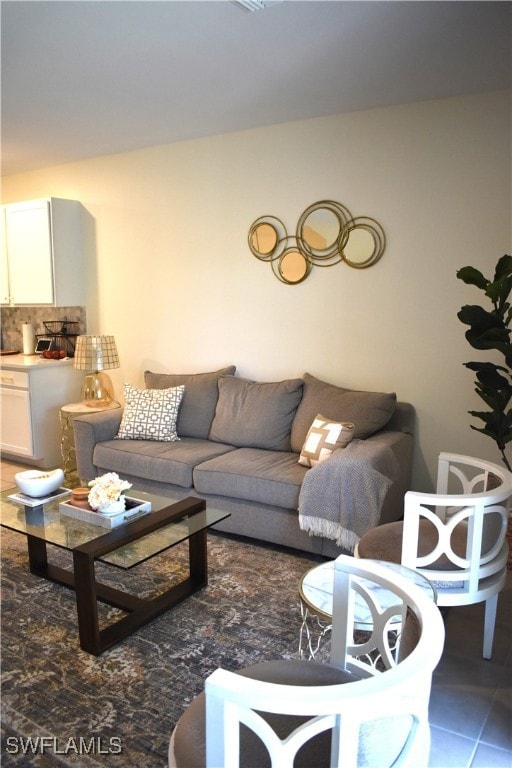 view of tiled living room