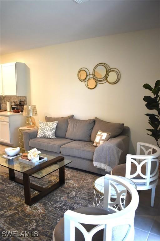 view of tiled living area