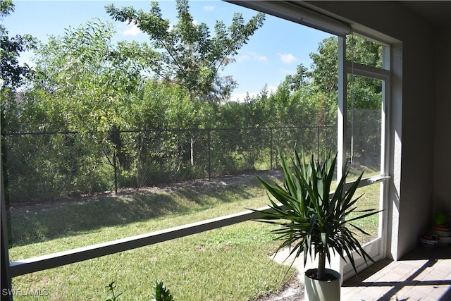 view of unfurnished sunroom