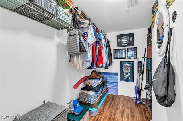 walk in closet featuring hardwood / wood-style flooring